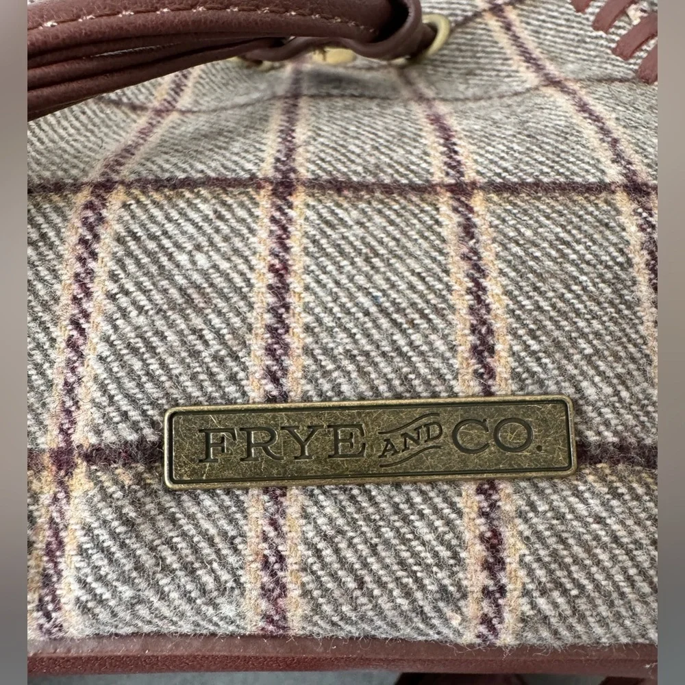 Frye & Co. Easton Mini Bucket Bag – Soft Plaid/Rum Raisin – NWT - Picture 3 of 8